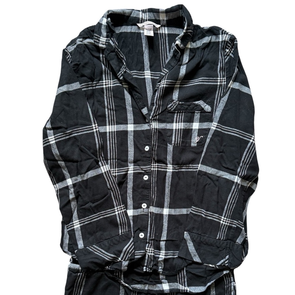 Victoria's Secret Plaid Black and White Pajama Set
